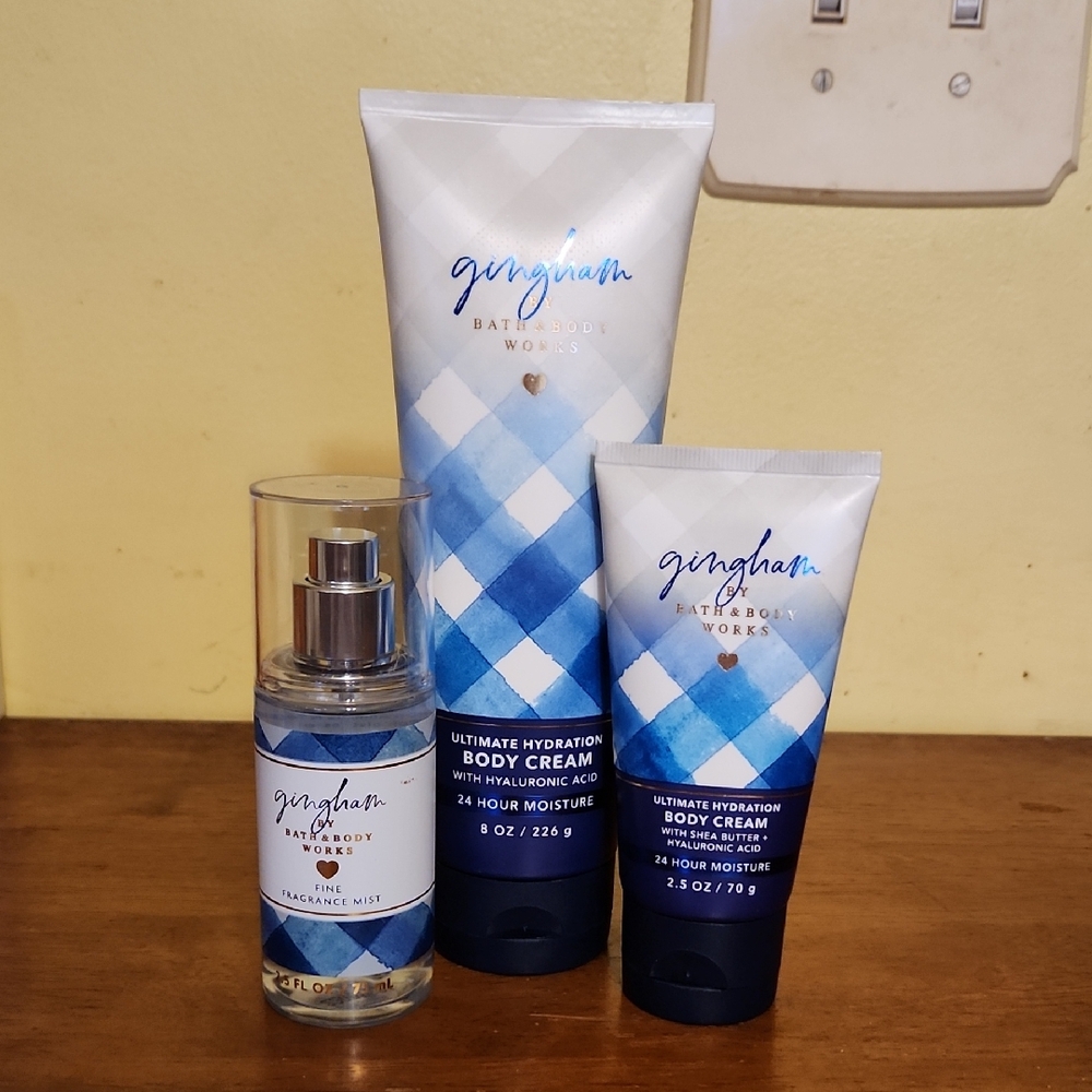 NWT Bath & Body Works Gingham Blue Fragrance Set